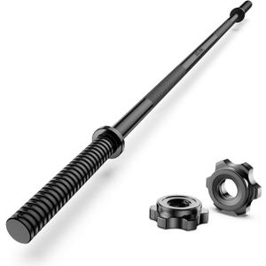 Weight Lifting Bar 57", 1" Standard Straight Barbell Bars Olympic for Home Gym Weight lifting/Strength Training/Squat/Bench Press/Deadlift/Lunges/Hip Thrusts, 2 Star Collars (480lb Weight Capacity) (Black)