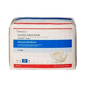 Cardinal Unisex Adult Incontinence Brief Wings Super Extra Large Bag of 15 XL