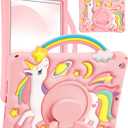 Boaretiu for iPad 9th/8th/7th Generation Case 10.2 Inch 2021/2020/2019 - Cute Cartoon Unicorn Soft 3D Silicone Case with Strap & Rotating Stand for Girls Teens Tablet Cover for iPad 9/8/7