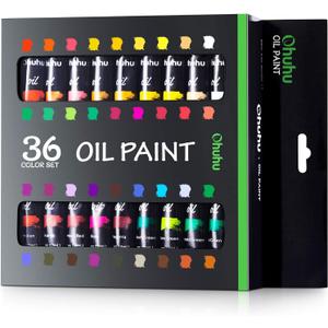 Ohuhu Oil Paint Set, 36 Oil-Based Colors, 12ml/0.42oz x 36 Tubes Non-Toxic Oil Painting Set Supplies for Canvas Painting Artist Kids Beginner Adult Classroom Student Art Supplies Gift DIY