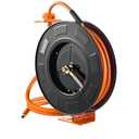 Air Hose Reel 3/8 inch x 100 ft Retractable, 300 PSI Rubber Air Hose Reel with Auto Rewind, 4 Non-Snag, Wall/Ceiling Mount for Garage Workshop
