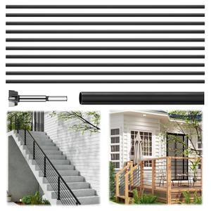 LukLoy 10 Pack 4.7 FT x 5/8 inch SS304 Horizontal Stair Balusters Outdoor | Rust And Weather Resistance, Matte Black Baluster For Outdoor Stairs, Decks, Porches, Wood Drill Bit Included