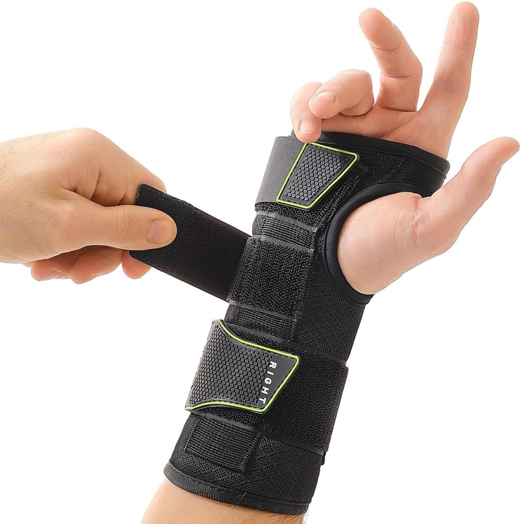 ZOFORE SPORT Premium Carpal Tunnel Wrist Brace Night Support  Wrist Brace for Carpal Tunnel with Metal Splint  Pain Relief for Men & Women - Right Hand - SM (Black)