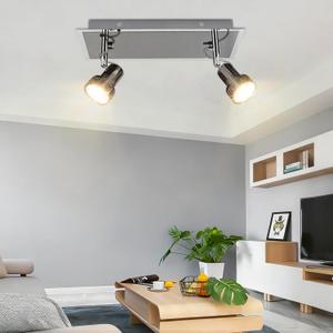 Depuley Ceiling Track Light Fixture: 2-Light Square Led Track Lighting Kit - Flush Mount Ceiling Spotlights Flexibly Adjustable Accent Lamp for Kitchen Living Room Bedroom Hallway GU10 Bulbs Included
