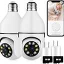 Security Camera Indoor Wireless WiFi Outdoor Home E27 360 Degree Panoramic Home Security Cameras IP Camera Motion Detection and Alarm Two-Way Audio 2pack-64GB
