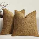 Golden Brown Couch Decorative Throw Pillow Covers 20 x 20 in Set of 2 - Fall Fabric Textured Retro Farmhouse Style Neutral Cushion Case Accent Pillowcase for Sofa, Living Room