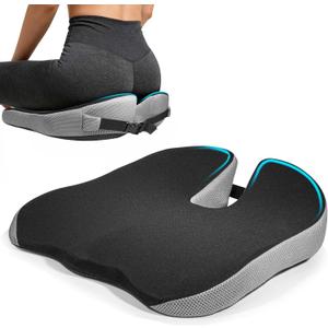 Seat Cushion for Office Chair, Wedge Car Seat Cushion, Memory Foam Truck Seat Cushion for Sciatica Tailbone Pain Relief, Long Driving, Coccyx, 17" x 17" x 5"
