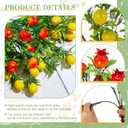 4 Pcs Artificial Lemon Pomegranate Branches Faux Pomegranate Fruit Stem with Green Leaves Fake Lemon Decoration 12'' High for Kitchen Home Hotel Table Farmhouse Fall Centerpieces Decor