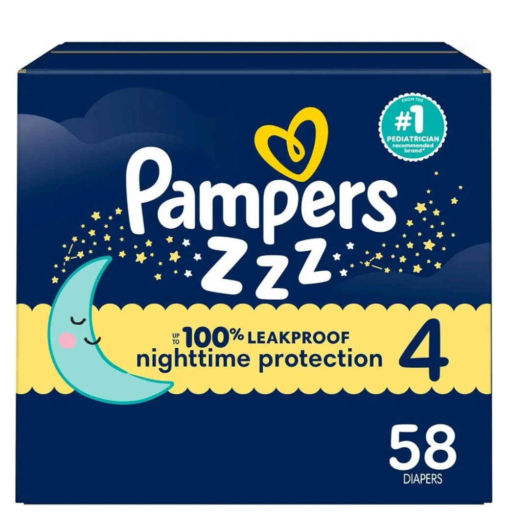 Pampers ZZZ Overnight Diapers, Size 4 (22-37 lbs), 58 Count, Nighttime Protection Disposable Baby Diaper, Night Time Leak and Skin ProtectionAmazon's Choice