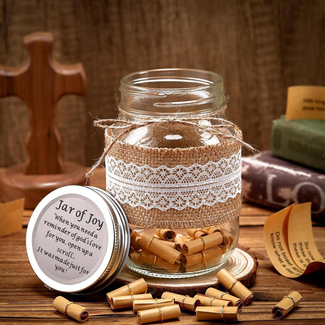 Jinei Christmas Christian Gift Bible Verses Jar Religious Gift for Women Men Read Me When Bible Verses Jar Inspirational Christmas Stocking Stuffer for Church Prayer Birthday Mom Father Coworker