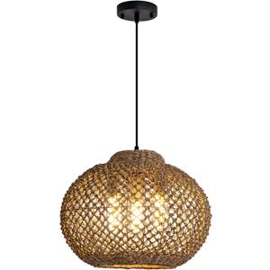 3-Light Wicker Rattan Light Fixture,Seagrass Pendant Lights | 16.54"Hand-Woven bamboo Chandelier,Rattan Hanging Lights,Boho Basket Lamp for Living Room Dining Kitchen Island Farmhouse