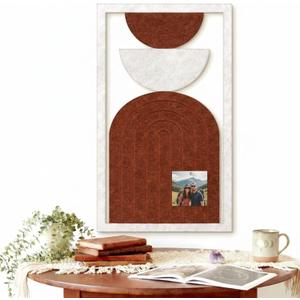 Yerliker 28.7 x 16 Inch Arched Felt Bulletin Board Boho Abstract Geometric Style Wall Decoration,Medieval Modern Style Bulletin Board, Boho Wall Art for Bedrooms, Living Rooms, Offices, 17.3"L x 17.3"W