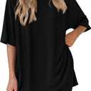 PRETTYGARDEN Women 2 Piece Lounge Set 2026 Summer Casual Oversized Shirts Biker Shorts Matching Airport Travel Outfit Clothes, Large, Black