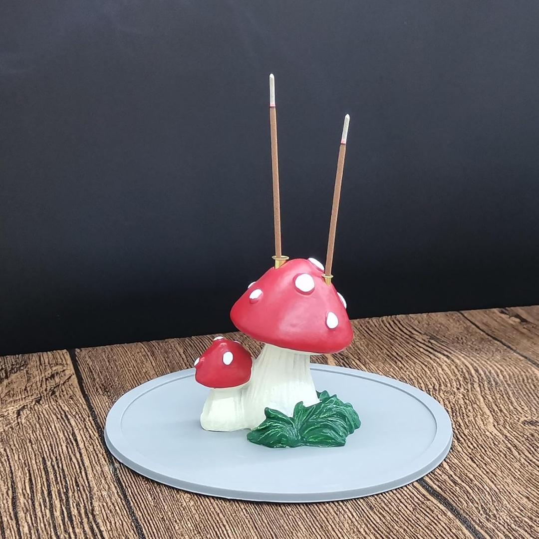 Lovely Mushroom Burner, Incense Burner Holder Using Two Incense Sticks at The Same Time, Perfect for Home Decor Gift Crafts (Cylindrical)