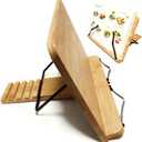 Cookbook Stand for Kitchen Counter, 5-Level Adjustable Elegant Bamboo Recipe Book Holder, All-in-One Design Locks Flat for Easy Storage, Holds 1 inch Thick Books for Cooking, Working, and Studying