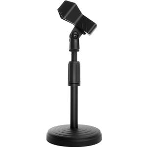 Desk Mic Stand - Upgraded Adjustable Table Microphone Stand with Mic Clip Compatible with Max 1.7 inch Diameter Microphone - Height 9.6 to 13.9 inch