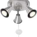 SEEBLEN 3-Light Industrial Directional Track Lighting with Pull Chain On/Off, Adjustable Round Ceiling Spotlight, Morden Nickel Flush Mount Kitchen Light for Hallway,Dining Room,Gu10 Bulbs Included