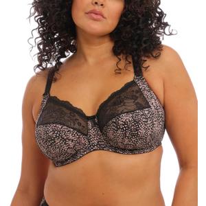Elomi Women's Morgan Banded Comfort & Support. Three-Section Cup, Side Frame, Stretch Lace. Solid Color Dd+ Bras (34J, Ebony)