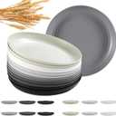 HEYCOME 12 Pcs Unbreakable Deep Dinner Plates Set, 10 inch Reusable Plastic Wheat Straw Plates, Microwave and Dishwasher Safe Plate for Kitchen, Lightweight Plate for Dessert, BPA Free, 6 Colors