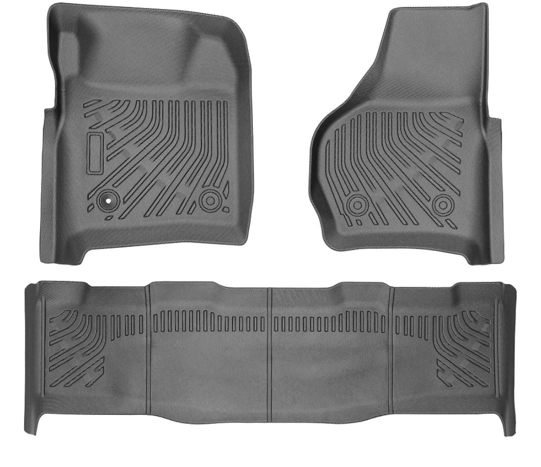All Weather TPE Floor Mats Compatible with 1997-2007 Ford F250 F350 F450 F550, Heavy Duty Full Coverage Automotive Floor Liners Truck Interior Accessories