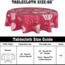 Valentine's Day Tablecloth Red and Pink Love Heart Round Tablecloth 60 Inch Valentines Day Pink Table Cloth for Farmhouse Kitchen Decor Polyester Fabric Holiday/Spring Table Cover for Party Outdoor