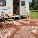 GENIMO Outdoor Rug 10' x 14' Waterproof for Patios Clearance, Reversible Plastic Straw Camping Carpet, Large Area Rugs Mats for RV, Picnic, Backyard, Deck, Balcony, Porch, Beach, Brick&Red