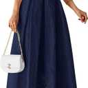 PRETTYGARDEN Womens Sleeveless Maxi Summer Dresses 2026 Hollow Out Eyelet Square Neck Ruffle Flowy Beach Vacation Sundress (XX-Large, Navy Blue)