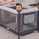 Pamo Babe Pack and Play with Bassinet, Portable, Grey