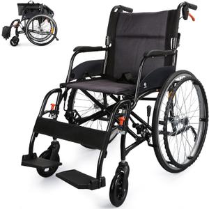 Wheelchairs for Adults, WHLICKS 2025 Premium Comfortable Transport Wheelchair Lightweight Foldable25lb Portable Transfer Chair for Seniors with Swing-Away footrests and Anti Tipper, 264lb Capacity (Gray)