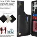 iCoverCase Compatible with Samsung Galaxy S24 Ultra Case with Card Holder, Kickstand, RFID Blocking PU Leather Protective Flip Phone Case for S24 Ultra 5G (Black)