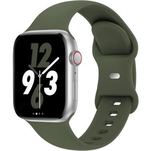 Sport Band Compatible with Apple Watch 38mm 40mm 41mm 42mm 44mm 45mm 46mm 49mm, Replacement Soft Silicone Strap Wristbands for iWatch Series 11/10/9/8/7/6/5/4/3/2/1 Ultra SE Women Men, Army Green