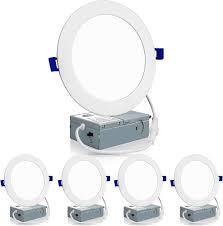 Meconard 4 Pack 6 Inch UltraThin LED Recessed Ceiling Light, 3000K/4000K/5000K Selectable, Dimmable 12W=110W, 1050LM, IC Rated CanKiller Downlights with Junction Box, ETL and Energy Star Listed