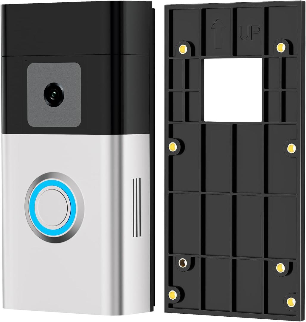 No-Drill Adhesive Ring Video Doorbell Mount Compatible with Ring Battery Doorbell/Plus/Pro, Camera Door Mounting Bracket Holder Accessories for Apartments, Renters, Houses