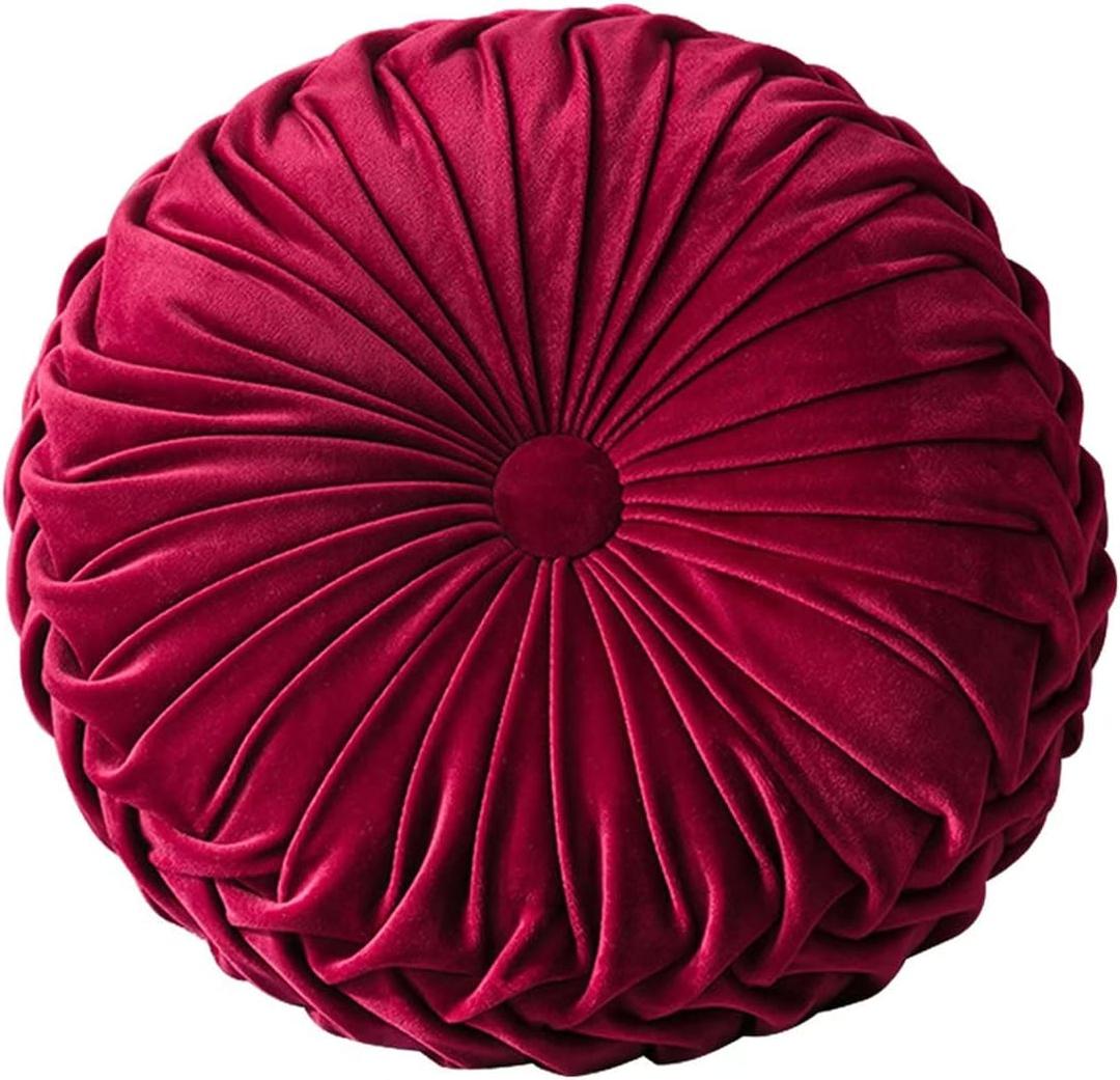 Round Velvet Pillow for Couch Small Handmade Decorative Throw Pillow for Bed Bedroom 13.7 Wine Red Round Velvet Pillow for Couch Small Handmade Decorative Throw Pillow for Bed Bedroom 13.7 Wine Red