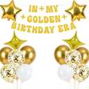 Golden Birthday Party Decorations with My Golden Birthday Banner, 12-inch latex Balloons, Gold Star Foil Balloons for Gold Party Decorations