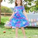 PATPAT Girls' Short Sleeve Dresses Multipack  Quick-Dry Fabric, Tie-Dye & Leopard Prints for Toddlers & Big Girls 2-10 T (Green)