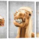 Apicoture Funny Farm Animal Horse Canvas Wall Art Whimsical Horse Decor for Home Vibrant Horse Pictures Wall Decor 12"x16"x3