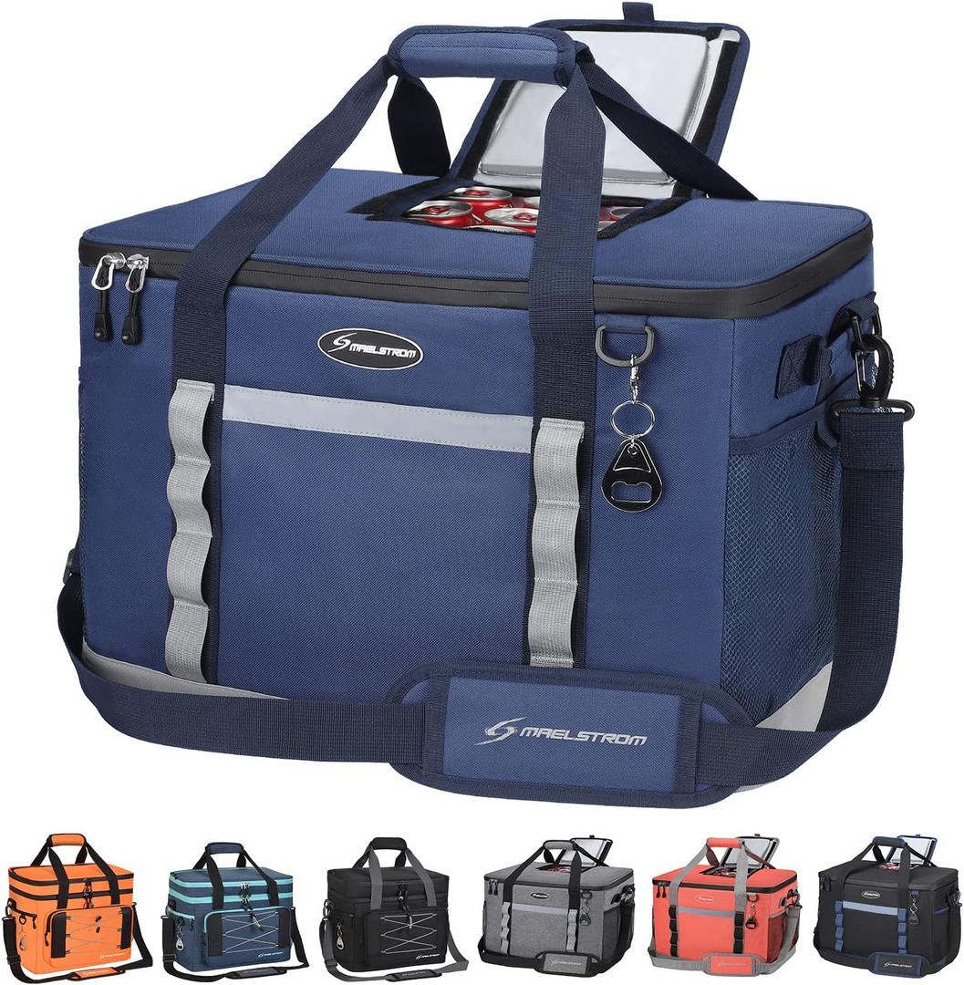 Maelstrom Collapsible Soft Cooler Bag, 24/30/60/75 Cans Beach Cooler, Ice Chest, Leakproof & Portable for Beach, Camping, Road Trips & Grocery Shopping