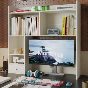ChooChoo Desktop Bookshelf, 36.4" Tall Countertop Desk Hutch with 5 Shelves and 1 Drawer for Computer Desk, Desk Shelf Organizer for Dorm Office Home,White