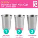Elk and Friends Stainless Steel Kids + Toddler Drinking Cups | 12oz Tumblers with Colored Base | Durable + Stackable | Travel, Camping + Outdoors | Dishwasher Safe | 4 Pack