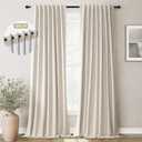Greyish Beige Linen 102 Inch Curtains Light Blocking Thermal Insulated Window Drapes for Living Room 100% Blackout Room Darkening Curtains Back Tab Loop Pocket Pleated Curtain for Bedroom Taupe