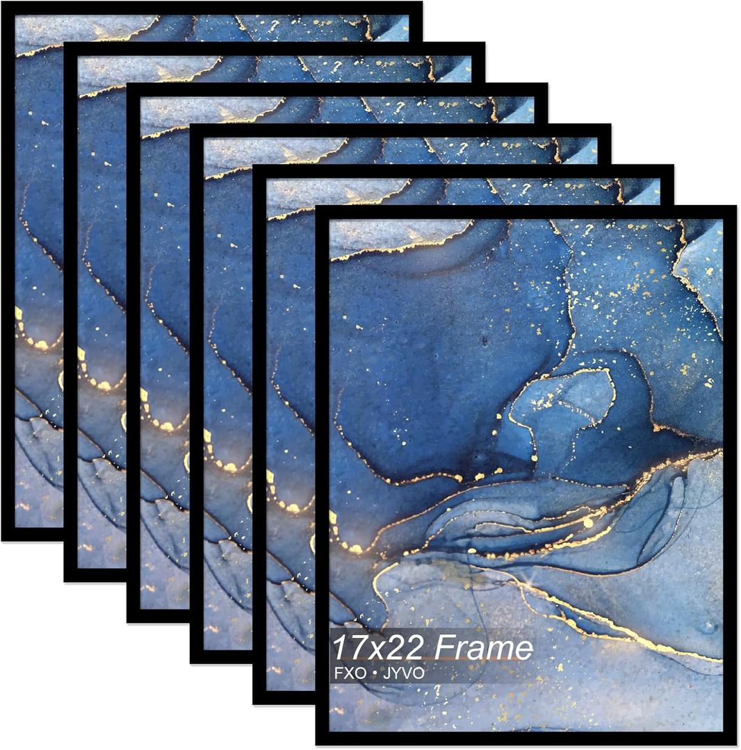 Fxojyvo 17x22 Picture Frame Set of 6, Black Frame for 17 x 22 Inch Picture Poster Photo, Light Weight and High Transparent 17 by 22 Frame for Wall - 6 Pack/Black/17 x22