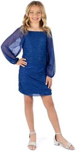 Speechless Girls' Long Sleeve Ruched Party Dress, Size 10