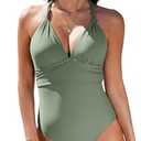 Herseas Women's Twist Cut Out One Piece Swimsuit V Neck Knotted Tummy Control Bathing Suit Small