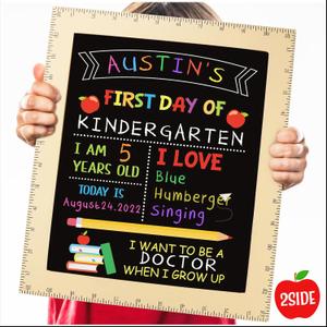 First and Last Day of School Board - First Day of School Sign with Wooden Ruler Frame - 1st Day of Kindergarten Preschool Chalkboard Photo Prop - Back to School Gifts for Kids Girls - 13 x 11 Inch First and Last Day of School Board - First Day of School Sign with Wooden Ruler Frame - 1st Day of Kindergarten Preschool Chalkboard Photo Prop - Back to School Gifts for Kids Girls - 13 x 11 Inch
