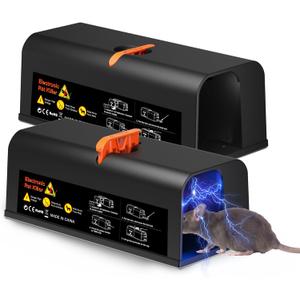 2 Packs Electric Mouse Trap Zapper, Rat Traps Indoor for Home, Electronic Humane Mouse Killer, Effective Rat Zapper for Rodent and Mice - No Touch Reusable Mice Trap to Protect Your Home
