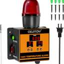 120 V Temperature Alarm, Temperature Monitor with 105 dB Integrated Sound & Light Alarm, Temp Controller for Greenhouses, Farms, Warehouses, One-Key Mute Button