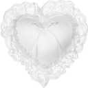 Heart Shaped Wedding Ring Pillow, White Elegant Ring Bearer Pillow with Lace Satin Decoration for Bridal Ceremony Party Accessories 7x7 in
