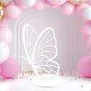 22 Inch White Wood Butterfly Prop Decor - Large Wings Wooden Cutout Backdrop for Princess, Wedding, Baby Shower, Birthday Party Decoration