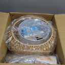 Gold Floor Lamp for Living Room with 3 Color Temperatures,Arc Boho Floor Lamps with Remote Control, Rattan Standing Lamp with Wicker Lamp Shades Dimmable Tall Floor Lamp For Bedroom Living Room Corner (12.2inch)